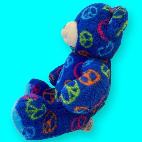Build A Bear Workshop Blue Peace Sign Teddy Bear Plush 17" - Picture 3 of 10